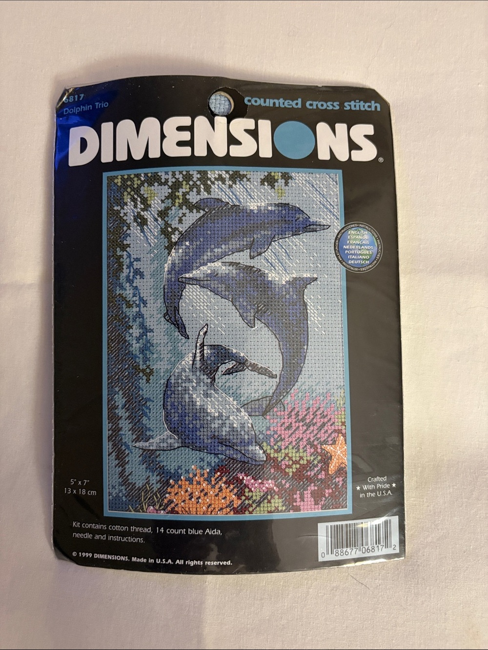 DIMENSIONS Dolphin Trio Counted Cross Stitch Kit - Blue. New.
